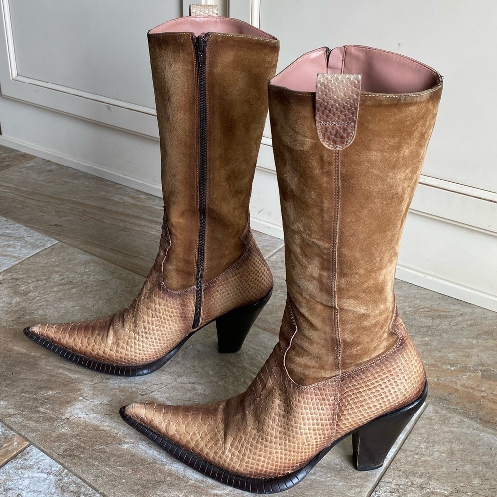 STEVEN Snakeskin and Suede Cowboy Boot - Picture 5 of 14